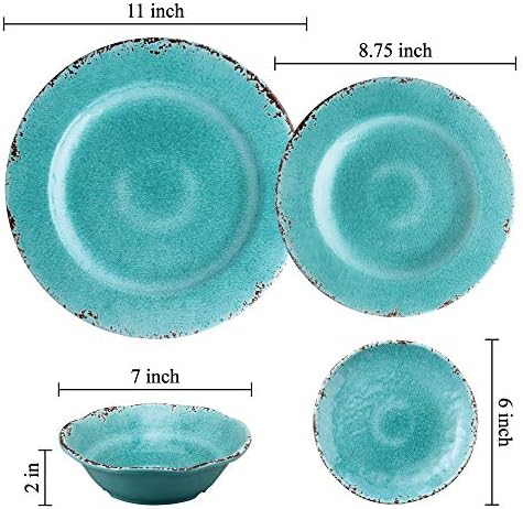 UP Crackle Melamine Round Dessert Plates, Small Serving Plates, for Appetizer, Snacks, and Side Dishes, Turquoise, 6 Inch, Set of 4 - Image 5
