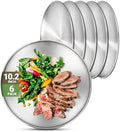 Metal Dinner Plate, 6 Pack 10.2 inch 304(18/8) Stainless Steel Plates, Reusable lunch salad Pizza BBQ Food Serving Snack Eating Dishes Round Shatterproof Plate Silver Dinnerware Oven Safe by Offiper