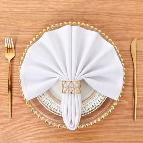EHouseHome Waterproof Faux Linen Dinner Napkins, Set of 12, 17 x 17, White - Image 4