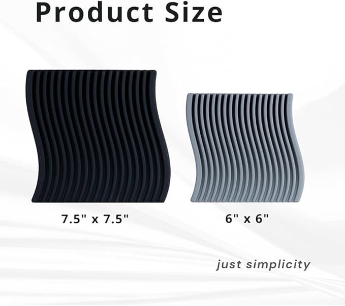 Premium Silicone Trivet Set, Freestanding Bendable Design, Kitchen Decor - Durable & Stylish Heat-Resistant Countertop Protector (Monochrome, Set, Wave)