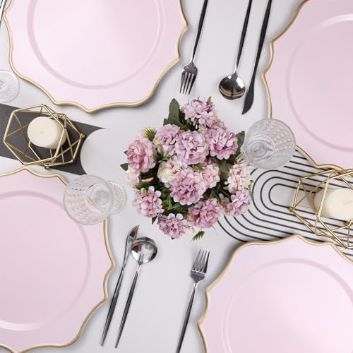 Set of 12 Pink Chargers for Dinner Plates, 13 Inch Scalloped Plastic Decorative Table Charge Service Plates for Wedding, Holiday, Thanksgivng, Christmas - Image 5