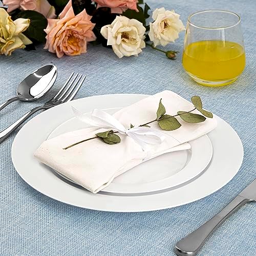 SETUP [Case of 240 Combo White Plastic Plates - Premium Heavy-Duty 50 Disposable 10.25" Dinner Party Plates and 50 Disposable 7.5" Salad Plates for Wedding, Party, and All Occasions - Image 5