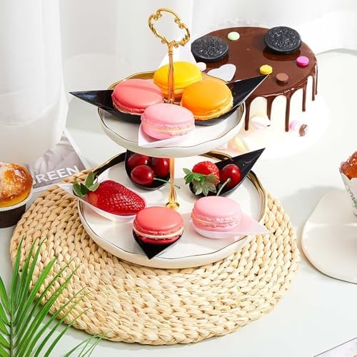 Tessco for you 400 Pcs 4" Mini Appetizer Plates, White, Black - Image 5