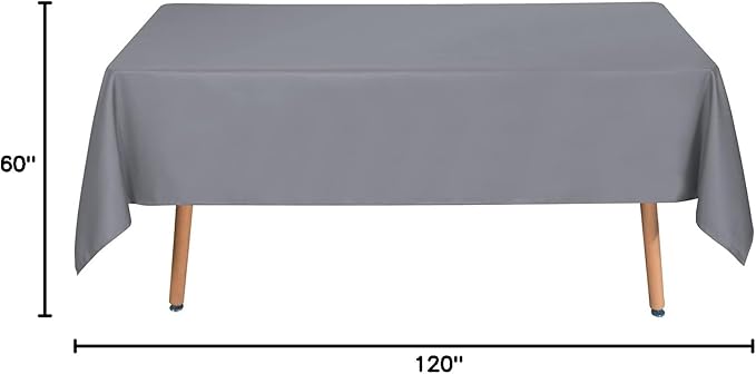 sancua Rectangle Tablecloth - 60 x 120 Inch - Stain and Wrinkle Resistant Washable Polyester Table Cloth, Decorative Fabric Table Cover for Dining Tables, Buffet Parties and Camping, Light Grey