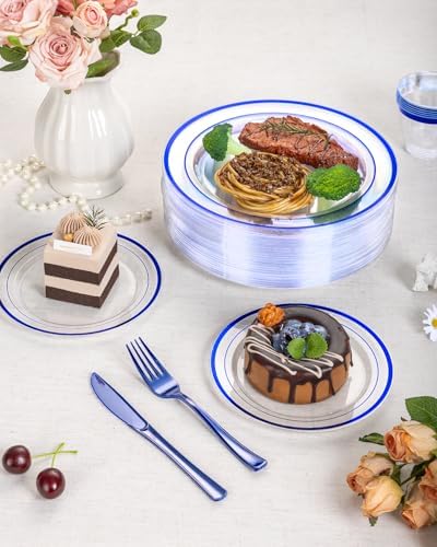 Goodluck 350 Pcs Disposable Clear Blue Plates and Napkins Party Supplies - Image 2