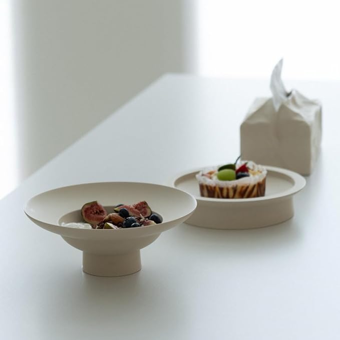 WENSHUO Deep Soup Plate, Angled Rim Pasta Bowl, High-foot Salad Bowl with Wide Rimmed, 15 oz (Crème)