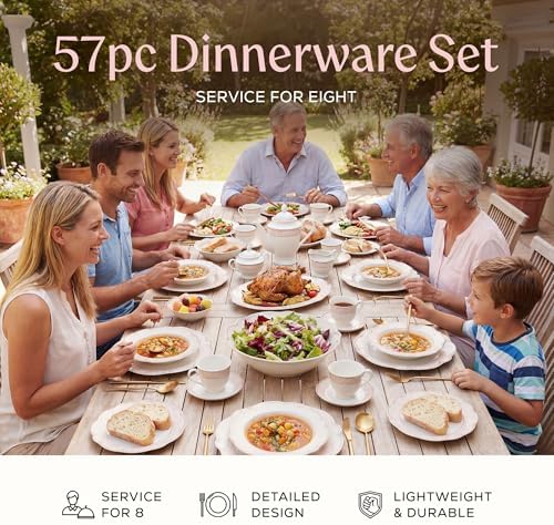 Joseph Sedgh Collection Sandra Bone China Dinnerware Set, 57-Piece - Image 2