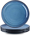 HASENSE Ceramic Dinner Plates Set of 4,10 Inch Large Porcelain Pasta and Salad Plates,Blue Stoneware Plate Set Microwave,Oven,and Dishwasher Safe by Hasense