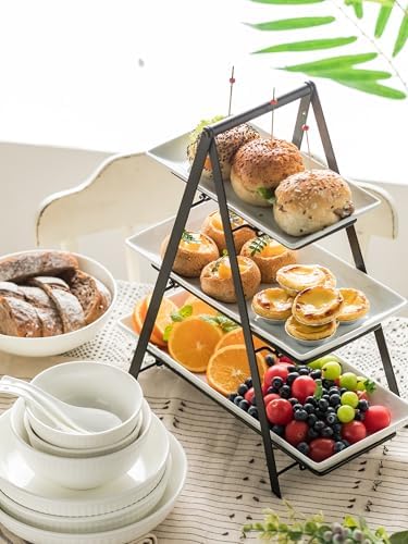 YHOSSEUN 3 Tier Serving Tray Tiered Tray Stand, 10+12+14 Inch, Black - Image 3