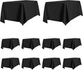 PureFit 10 Pack Black Table Cloth 60 x 126 Inch, Stain and Wrinkle Resistant Table Linen for 6 Ft Rectangle Tables, Polyester Table Covers for Dining Room, Wedding, Party, Banquet and Camping