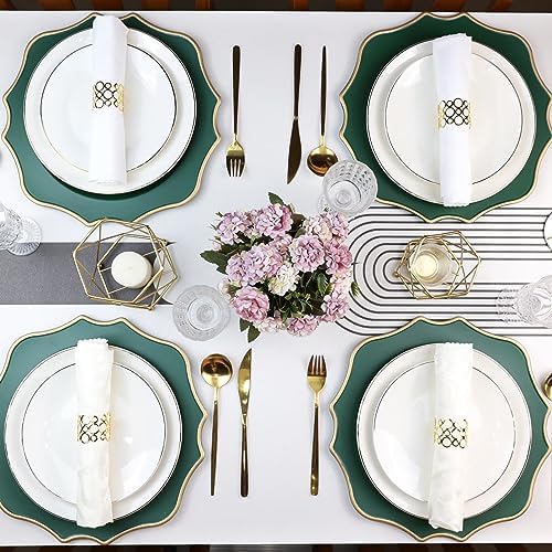 Green Chargers for Dinner Plates, 13 Inch Scalloped Plastic Decorative Table Charger Service Plates Set of 6 for Wedding, Holiday, Thanksgivng, Christmas - Image 2