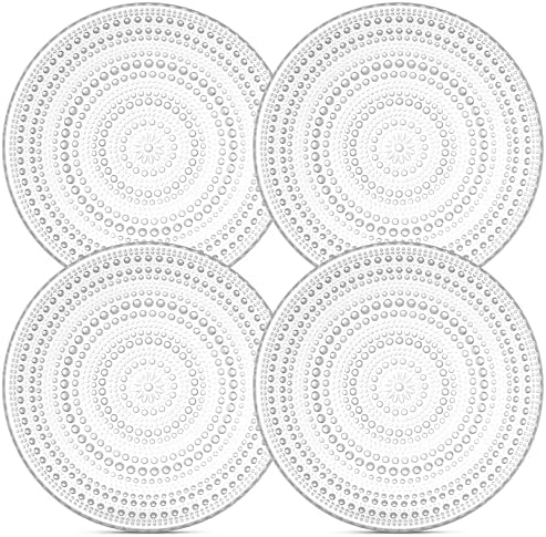 Clear Hobnail Dessert Plates Set 4 Pressed Glass 8 Inch by Yungala