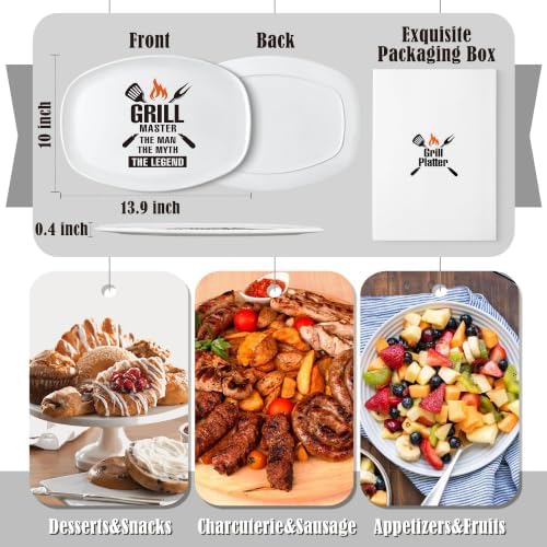 R HORSE Melamine Grill Platter Gift, BBQ White Oval Serving Tray Plate - Image 3