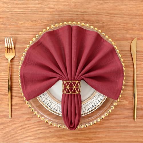 EHouseHome Waterproof Faux Linen Dinner Napkins, Set of 12, 17 x 17,Red - Image 4