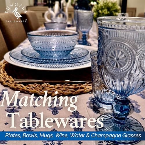 Blue Hobnail Dessert Plates Set 4 Pressed Glass 8 Inch - Image 3