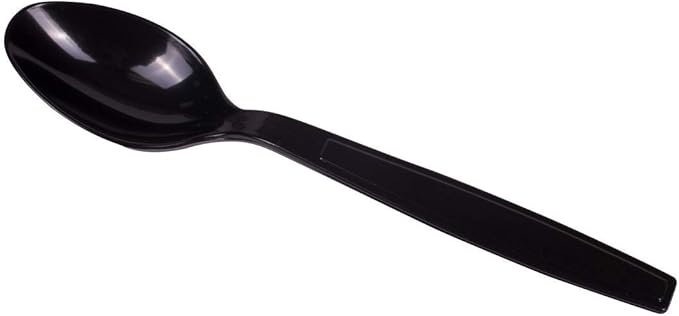 Karat [1,000 ct] Heavy Duty Plastic Spoons Individually Wrapped – Sturdy Disposable Spoons for Break Rooms & Parties – Strong, Firm for Sanitary Use | Black