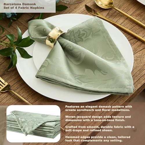 Newbridge Barcelona Damask Fabric Tablecloth, 60 x 84 Inch Rectangle, Sage Green – No Iron, Soil Resistant Table Cover for Dining, Parties and Holidays - Image 3