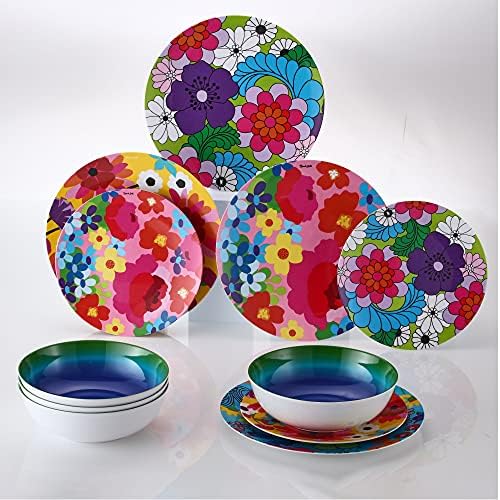 French Bull Assorted Plates - 4 Piece Set - 11 inch Melamine Dinner Plate Set - Melamine Dinnerware for Indoor and Outdoor - Assorted Garden Floral - Image 2