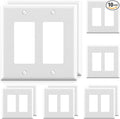 AIDA 2-Gang Decorative Wall Plates, 4.88" H x 4.94" L - Unbreakable Thermoplastic Faceplate Cover for Outlets and Switches, UL Listed - (10 Pack, Glossy White)