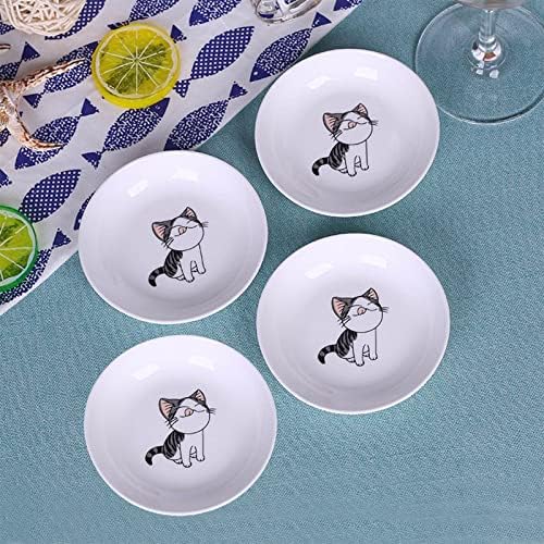 4 Pack Saucer Dishes with Cat Pattern, Ceramic Dipping Bowls Set, 4 Inch Side Dishes Sauce Dishes for Sushi Sauce Snack Soy, Porcelain Seasoning Dishes Side Bowls, Snack Serving Dishes - Image 5