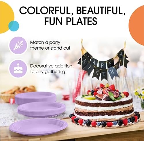 Party Solids 33% Thicker Lavender Plastic Plates 10" Dinner Plates 50 Ct - Image 5