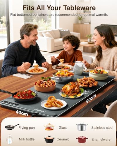 Warming Mat for Food (35"x16") - iTRUSOU Extra Large Electric Warming Tray with 7-Level Temp, 500W High-Power & 99H Timer - Rollable XL Large Food Warming Mat for Parties & Buffet - Image 5