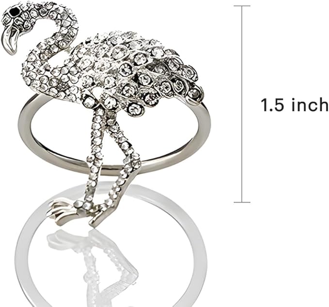 Decozen Set of 16 Silver Napkin Rings in Flamingo Design Festive Table Decor Setting for Holiday Wedding, Birthday, Kitchen, Home Decor Housewarming Gift - Mothers Day Decorations