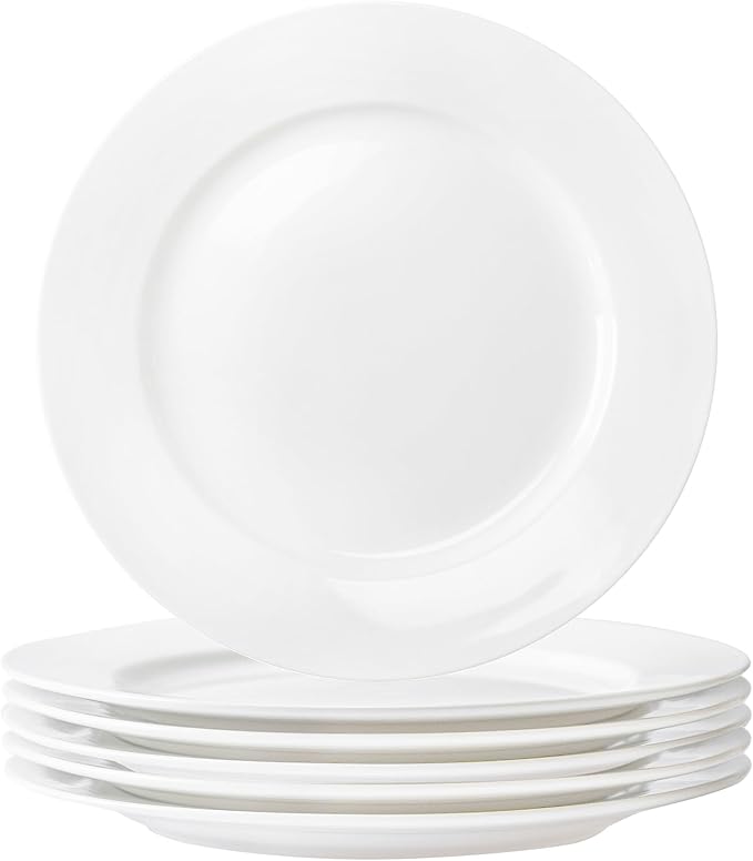 White Ceramic Dinner Plates Set of 4, 10 Inch Porcelain Dinner Plates for Salad, Pasta, and Steak – Microwave and Dishwasher Safe Dinnerware