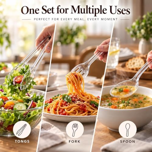 24 Pcs Clear Plastic Serving Utensils Set, Serving Spoons For Buffet - Image 6