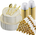 Bestluck 350PCS Ivory Disposable Dinnerware for 50 Guests by Bestluck