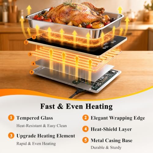 FYY Electric Warming Tray - 3-Panel Food Warmers for Parties Buffet Black - Image 5