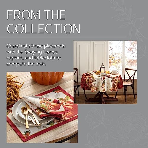 Elrene Home Fashions Swaying Leaves Bordered Fall Placemats, Seasonal Dining Table Mats, 13" W x 19" L, Set of 4 - Image 6