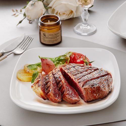 Ceramic Square Dinner Plates,9 Inch Square Serving Plate for Steak, Pasta, Salad, Snacks, Dessert, Appetizer Plates-Set of 4 - Image 3