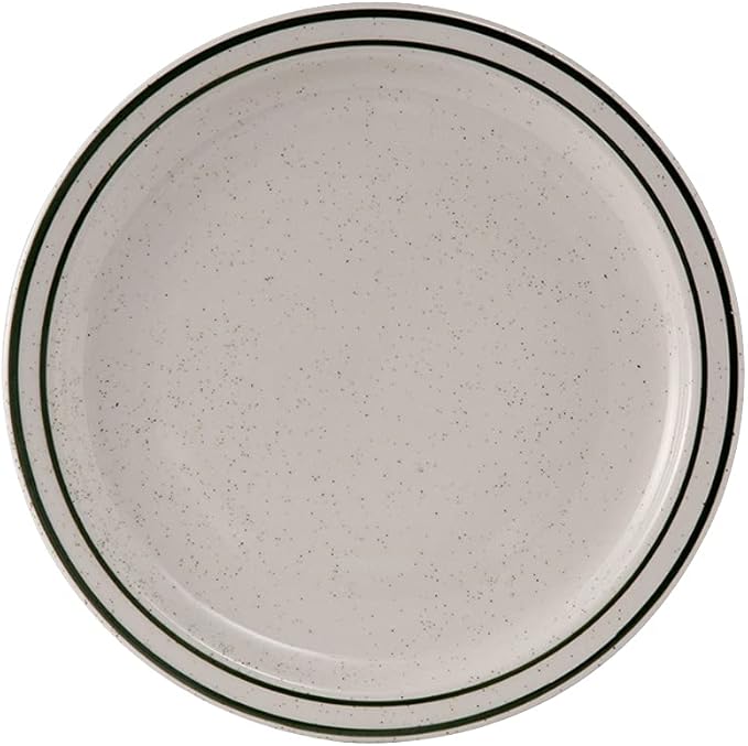 Tuxton China TES-009 Plate, 9-1/2" Diameter, Round, Narrow Rim, Microwave and Dishwasher Safe, Oven Proof, Fully Vitrified, Ceramic, Emerald, Pack of 24