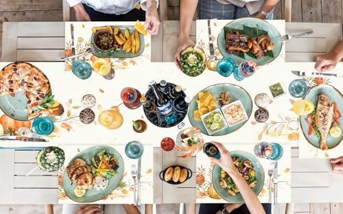 ANNA QUEEN Pumpkin Harvest Table Runner and Placemats Set of 6, 13"x72" Table Runner with 12"x18" Placemats, Rustic Fall Dining Set for Thanksgiving, Autumn Kitchen Decor - Image 5