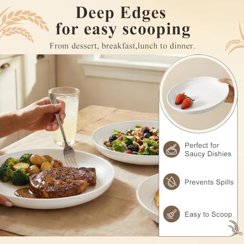 Serving Plates Sets of 8, Wheat Straw Plates 10 Inch - White - Image 5