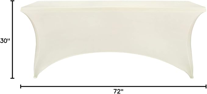 LZY Spandex Table Covers 6 Feet, Stretch/Fitted Table Covers for 6 Feet Folding Table, Rectangular Spandex Table Cloths for Wedding Party or Event (6FT-2PCS, Ivory)