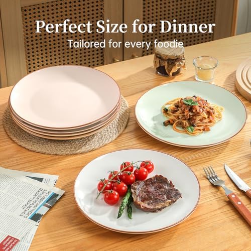 Dinner Plates Ceramic Set of 6, Large 10 Inch Cute Fiesta Plates, Colorful Modern Serving Dishes for Salad Pasta Steak and Kids Daily Meals, Microwave Dishwasher Safe, Assorted Candy Hue - Image 5