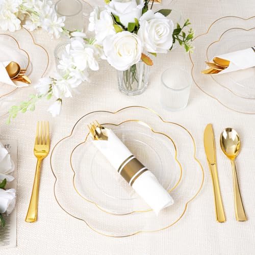 Supernal 100 Pack Gold Plastic Silverware with Napkins Wrapped - Image 5
