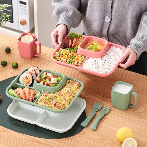 Unbreakable Rectangular Divided Plates for Adults 4 Sections Portion Control Plates Set of 2 Plastic Dinner Plate for Camping Outdoor or Every Day Use - Image 5