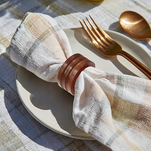 COTTON CRAFT Solid Wood Fluted Ribbed Napkin Rings - Set of 12 Napkin Rings - Image 2