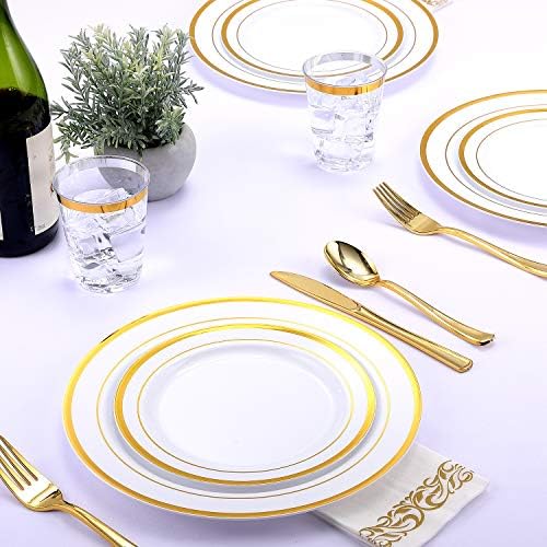 FOCUSLINE 175 Pieces Gold Dinnerware Set for 25 Guests - Image 6
