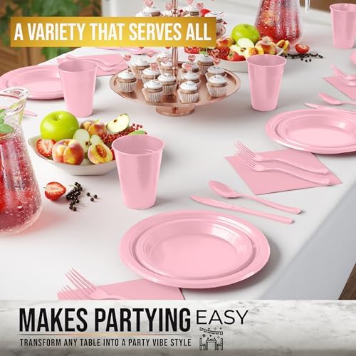 Exquisite 350 Pcs Pink Plates and Napkins Party Supplies Plate Sets - Image 4