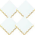 100 pack White Cocktail Napkins with Gold Foil Accents Scalloped Edges 5 x 5 inch Beverage Disposable Napkin Party Decoration Wedding Bridal and Baby Shower Dinner Lunch Supplies