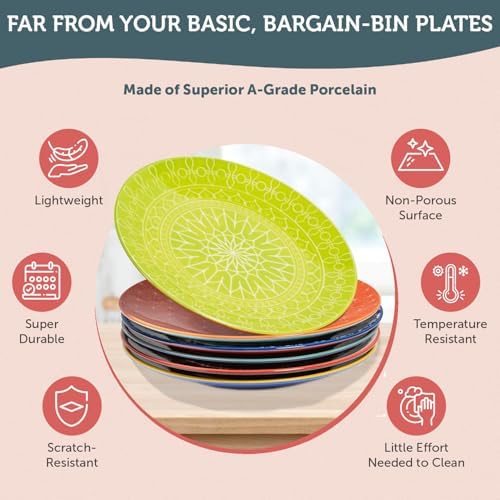 Annovero Salad Plates, 8.5 Inch, Microwave & Dishwasher Safe, Set for 6 - Image 5