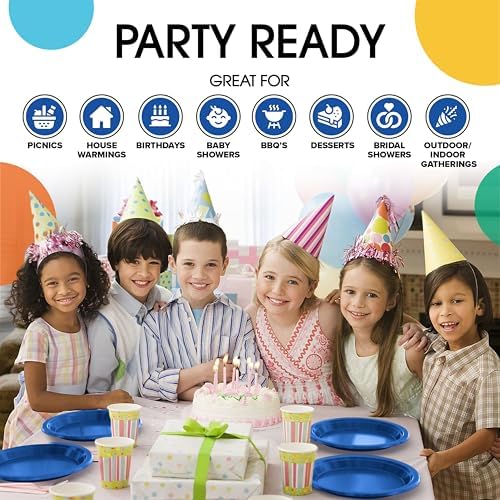 Party Solids Sturdy Dark Blue Plastic Plates 10" Party Plates 50 Pcs - Image 6