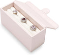 Oirlv Travel Rings Organizer Case in Blush Pink, Premium Leather & Soft Velvet Portable Jewelry Box, Secure Compact Holder for Women‘s Travel, Gym & Daily Organization (Holds 6-8 Rings)