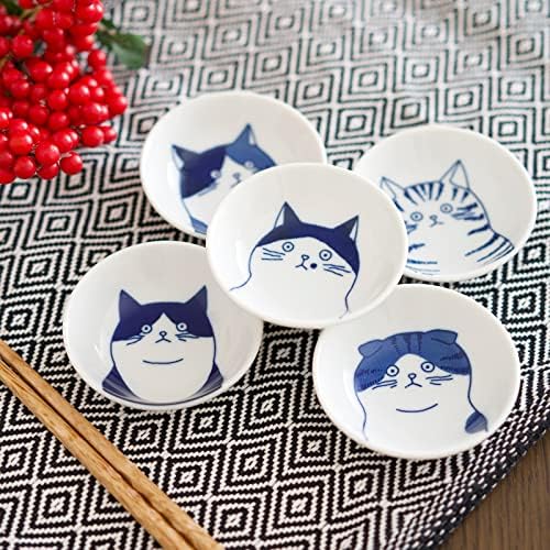 Japanese Cat Ceramic Small Plates - Set of 5 - Great Gift for Cat Lovers, 5 Cats 3.5in - Image 5