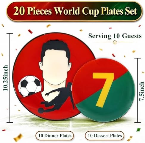I00000 20 Pcs Red Plastic Soccer Plates, Disposable Plates for Soccer Party - Image 7