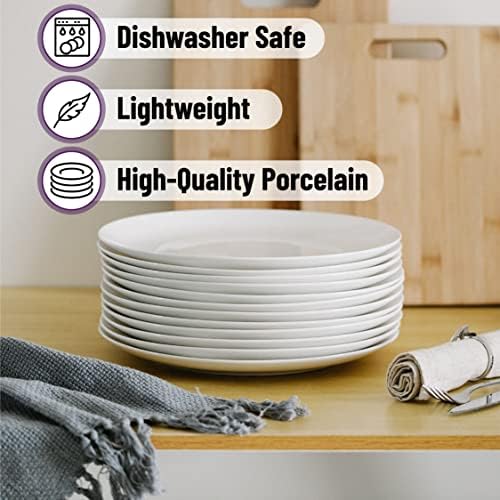 BTaT- White Dinner Plates, 10.5 inch, Set of 12, Restaurant Dishes, White Porcelain Dinner Plates - Image 4